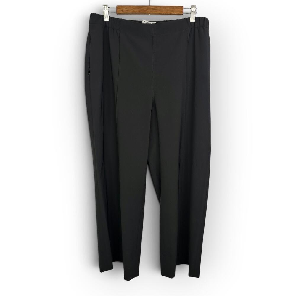 MM LaFleur Women 12 Black Wide Leg Pull On Pant Trousers Stretch Workwear Travel
